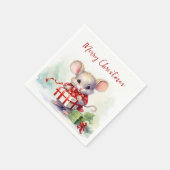 Waterverf Mouse Met Kerstcadeau Servet (Hoek)