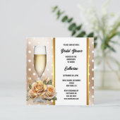 Waterverf mousserende wijn luxe polka dot roos feestdagenkaart (Staand voorkant)