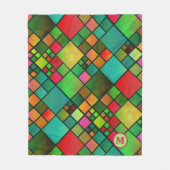 Waterverf Mozaic Pattern Monogram Fleece Blanket Deken (Voorkant)