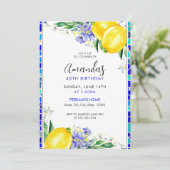 Waterverf mozaïek en citroen chique 40e verjaardag kaart (Staand voorkant)