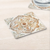 Waterverf  mozaïektegel. Floral azulejo Kartonnen Onderzetters (Schuin)