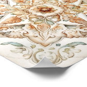 Waterverf mozaïektegel. Floral azulejo Poster (Hoek)