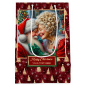 Waterverf Mr. & Mrs Claus Kersttas Medium Cadeauzakje (Achterkant)