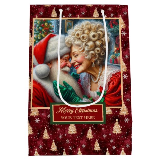 Waterverf Mr. & Mrs Claus Kersttas Medium Cadeauzakje (Achterkant)