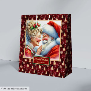 Waterverf Mr. & Mrs Claus Vintage Kersttas Medium Cadeauzakje