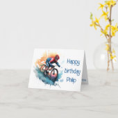 Waterverf MTB Road Bike fietser Verjaardag Kaart (Gele Bloem)