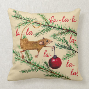 Waterverf muis decorteert kerstboom kussen