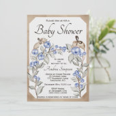 Waterverf muis en bosbessen baby shower kaart (Staand voorkant)