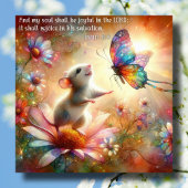 Waterverf Muis en vlinder Psalmen Pasen Feestdagenkaart