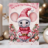 Waterverf Muis Grote Kerstwensen Feestdagen Kaart