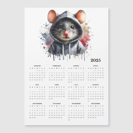 Waterverf Muis Hoodie Splash Art 2025 Kalender