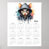 Waterverf Muis Hoodie Splash Art 2025 Kalender Poster (Voorkant)
