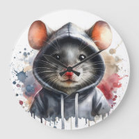 Waterverf Muis in Grijs Hoodie Splash Art
