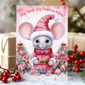 Waterverf Muis Kerstwensen Feestdagen Kaart