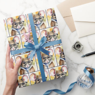 Waterverf muis met bril cadeaupapier