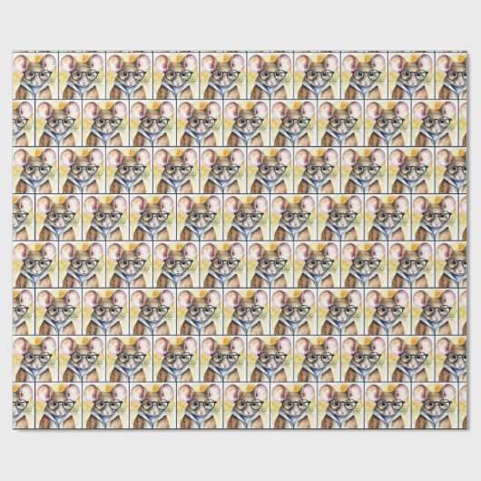 Waterverf muis met bril cadeaupapier (Vlak)