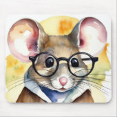 Waterverf muis met bril muismat (Voorkant)