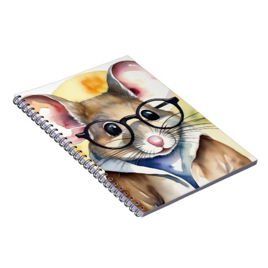 Waterverf muis met bril notitieboek (Rechterzijde)
