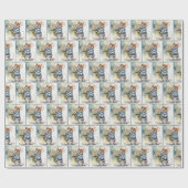 Waterverf Muis met Daisy Boeket Cadeaupapier (Vlak)