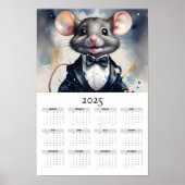 Waterverf Muis met Tuxedo 2025 Muurkalender Poster (Voorkant)