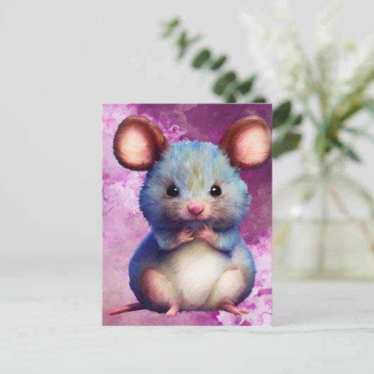 Waterverf-muisafbeelding Briefkaart (Staand voorkant)