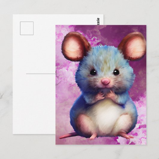 Waterverf-muisafbeelding Briefkaart (Voorkant / Achterkant)