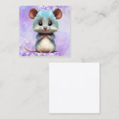 Waterverf-muisafbeelding Vierkante Visitekaartje (Voorkant / Achterkant)
