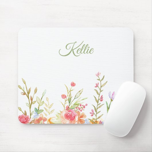 Waterverf Muismat Floral Border (Met muis)