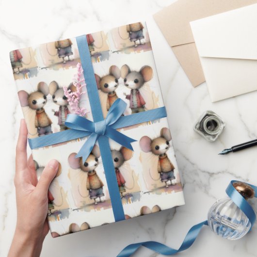 Waterverf muizen cadeaupapier (Geschenken)