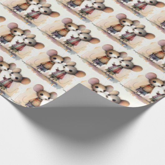 Waterverf muizen cadeaupapier (Hoek)