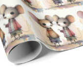 Waterverf muizen cadeaupapier (Rol Hoek)