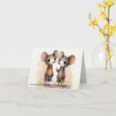 Waterverf muizen die kleding dragen kaart (Gele Bloem)