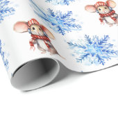Waterverf Muizen en sneeuwvlokken Cadeaupapier (Rol Hoek)