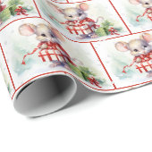 Waterverf muizen in sneeuwvlokken cadeaupapier (Rol Hoek)