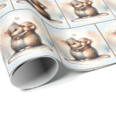 Waterverf muizen knuffelen cadeaupapier (Rol Hoek)