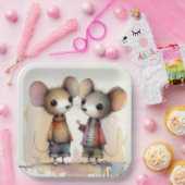 Waterverf muizen papieren bordje (Feest)