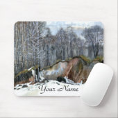 Waterverf muizenblok met sneeuwravijn muismat (Met muis)