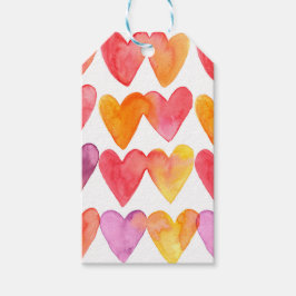 Waterverf Multi-Color Hearts Cadeaulabel