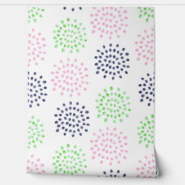 Waterverf Multi Kleur Roze Blauw Groen Bloemen Behang