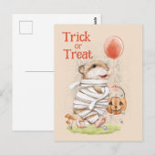 Waterverf Mummy Hamster Halloween Groet Briefkaart (Voorkant / Achterkant)