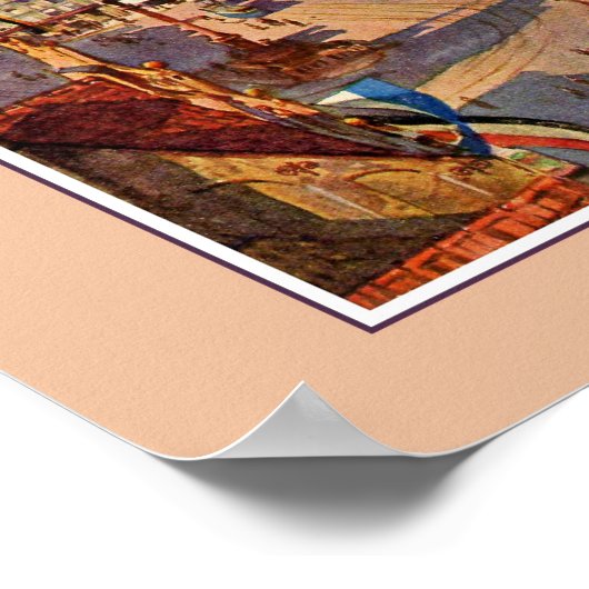  waterverf München Marienplatz Poster (Hoek)