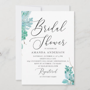 Waterverf munt bloemen succulenten vrijgezellenfee kaart