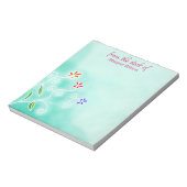 Waterverf Munt met Whimsical Flowers Notepad Notitieblok (Linkerzijde)