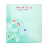 Waterverf Munt met Whimsical Flowers Notepad Notitieblok (Voorkant)