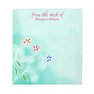 Waterverf Munt met Whimsical Flowers Notepad Notitieblok