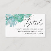 Waterverf munt vetplanten bruiloft details + QR Informatiekaartje (Voorkant)