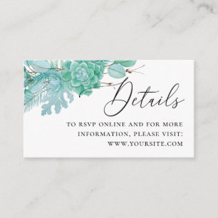 Waterverf munt vetplanten bruiloft details + QR Informatiekaartje