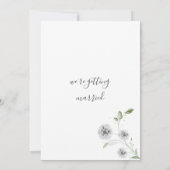 Waterverf munt wit papaver bloemblaadjes bruiloft kaart (Achterkant)