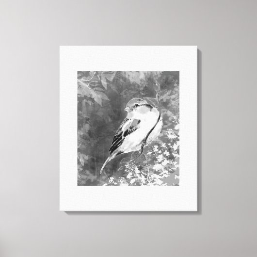 Waterverf Mus Vogel in Bos Canvas Afdruk (Voorkant)
