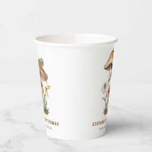 Waterverf Mushroom Baby shower Papieren Kopjes | g Papieren Bekers (Links)